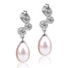 Crystal And Peach  Pearl  Earrings