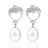 Crystal Heart Dangling  Pearl  Earrings EA_GS63