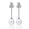 Crystal Shamrock Pearl Earrings