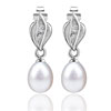 Dangling Pearl Leaf Earrings
