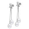 Double Dangle Pearl Butterfly Long Earrings
