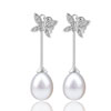 Dangle Pearl Crystal Butterfly Earrings