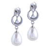 Dangle  Pearl  Heart And Hoop Earrings