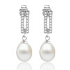 Crystal Semi Circle Dangling Pearl Earrings
