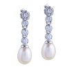 Crystal Stick Pearl Drop Earrings