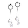 Hoop And Round  Pearl  Long Earrings