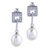 Crystal Square And  Pearl  Earrings
