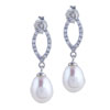 Crystal Oval And  Pearl  Earrings
