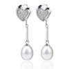 Layered Heart Dangle  Pearl  Earrings