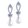 Crystal Knot Dangle Pearl  Drop   Earrings 