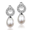 Crystal Circle  Pearl  Earrings