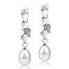 Dangle Pearl Triple Heart Linked Earrings