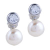 Round Pearl And Crystal Stud Earrings