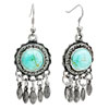 Vintage Silver Round Turquoise  Chandelier  Dangle Earrings
