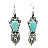 Vintage Silver Triangle Turquoise  Chandelier  Dangle Earrings