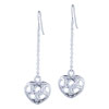 Sterling Silver Hoops Linked Heart Earrings