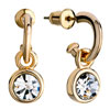 Golden Three Quarter Ring Dangle Round With April Birthstone Clear Crystal...