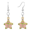 Christmas Jewelry Pink Enamel Xmas Snowman Star Dangle Earrings