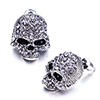 Skull With Clear And Black Rhinestone Crystal Stud Earrings