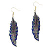 Dark Blue Willow  Leaf   Earrings 