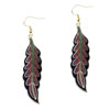 Black And Red Willow  Leaf   Earrings 