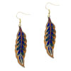 Orange And Blue Willow  Leaf   Earrings 