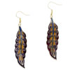 Black And Purple Willow  Leaf   Earrings 