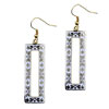  Filigree  Golden And White Rectangular Earrings