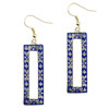  Filigree  Golden And Blue Rectangular Earrings