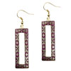  Filigree  Golden And Red Rectangular Earrings