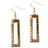 Filigree  Golden And Orange Rectangular Earrings