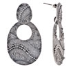 Sterling Silver Retro Hollow Oval Stud Earrings