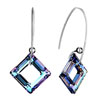 Pale Purple Birthstone Swarovski Crystal Square 925 Sterling Silver Dangle Earrings