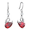 Swan With Clear Crystal And July Birthstone Light Siam Crystal Drop Dangle...
