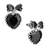 Black Rhinestone Crystal Bowtie And Heart Stud Earrings