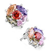 Flower With Colorful Rhinestone Oval Petal And Red Crystal Round Pistil St...