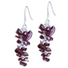 Purple Red Stone Cluster Earrings