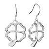 Vivid 925 Sterling Silver Four Leaf Clover Dangle Earrings