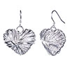 Silver Tone Nest Type Heart Earrings