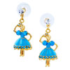 Golden Dancing Girl With September Birthstone Sapphire Crystal Stud Earrings