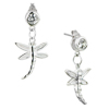 Round With April Birhtstone Clear Crystal Dangle Sterling Silver Dragonfly...