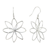 Sterling Silver Octagon Petal Flower Dangle Earrings
