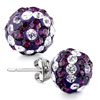 Ball With April And February Clear And Purple Birthstone Crystal Stud Earr...