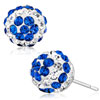 Ball With April And September Clear And Blue Birthstone Crystal Stud Earri...