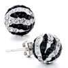 Ball Black Clear White Rhinestone Crystal Diamond Accent Stud Earrings