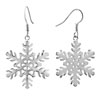 925 Sterling Silver Snowflake Shape Dangle Earrings