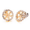 Round With April Birthstone Clear Crystal And Golden Snowflake Stud Earrings