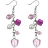 Pink Heart Dangle Chain Earrings