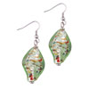 Pale Green Twist Leaf Murano Glass Earrings