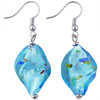Sky Blue Twist Leaf Murano Glass Earrings